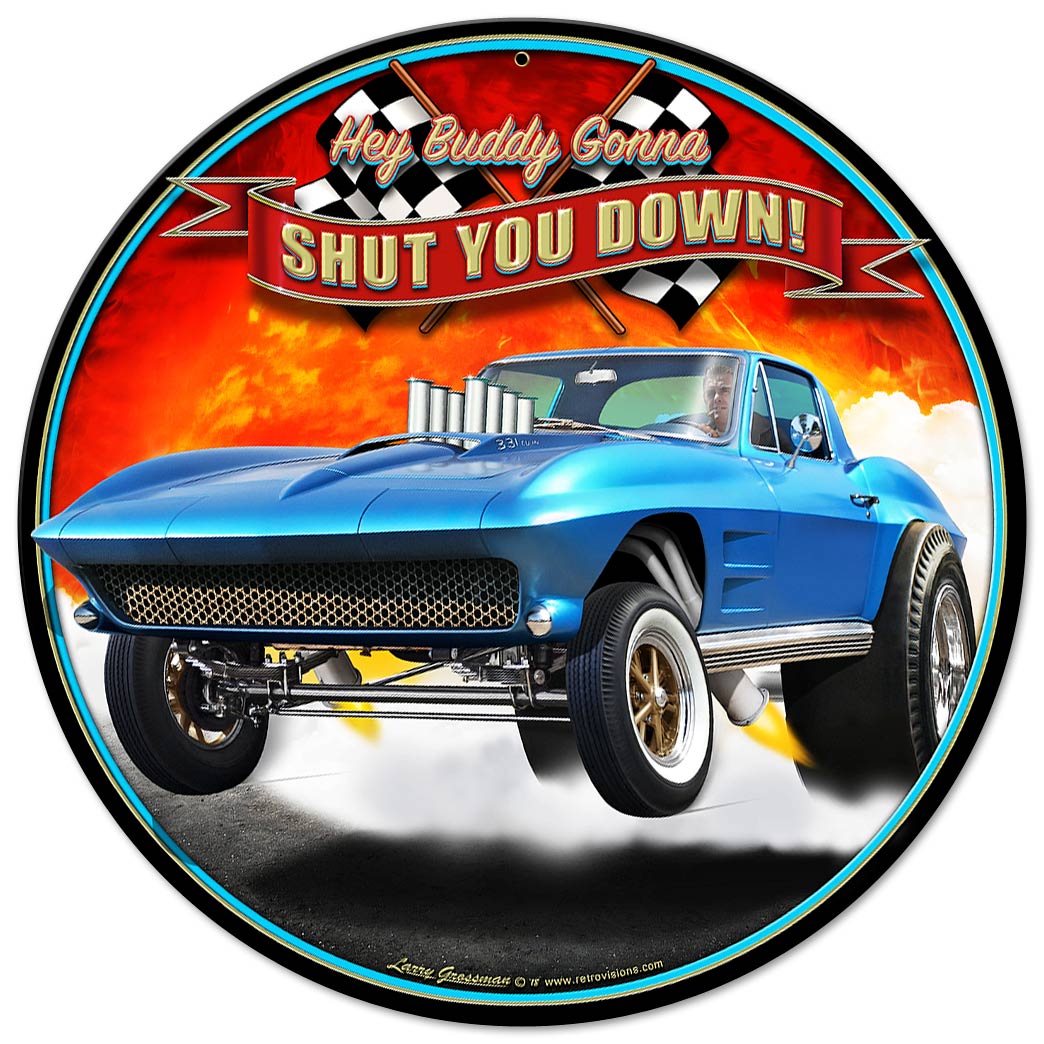 1963 SHUT DOWN Vintage Sign