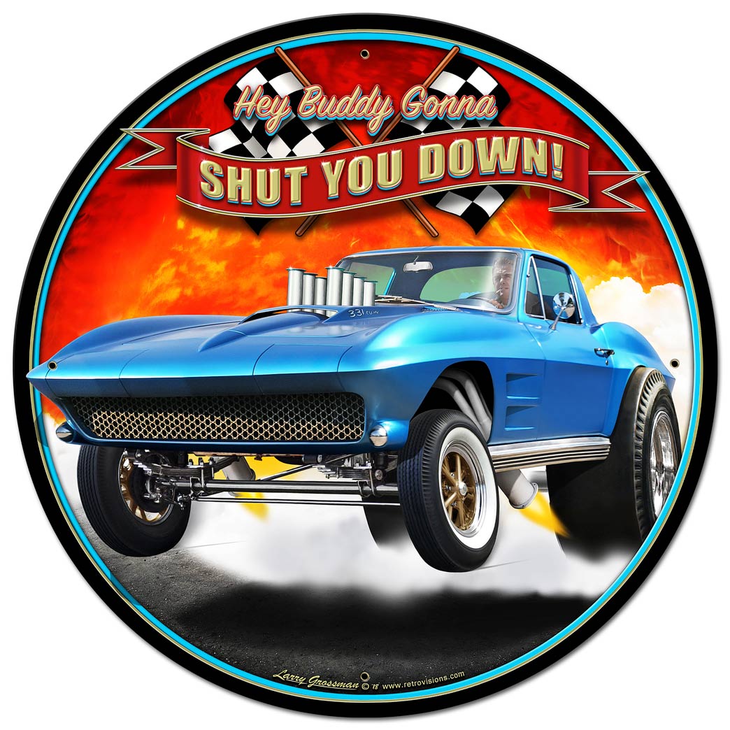 1963 SHUT DOWN Vintage Sign