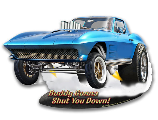 1963 SHUT DOWN CUTOUT Vintage Sign