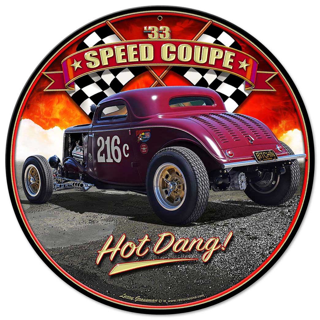 1933 Speed Coupe 14inch Round Vintage Sign