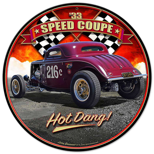 1933 Speed Coupe 14inch Round Vintage Sign