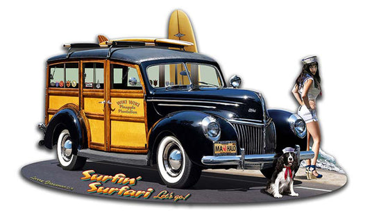 1939 Woody Surfin Surfari Vintage Sign