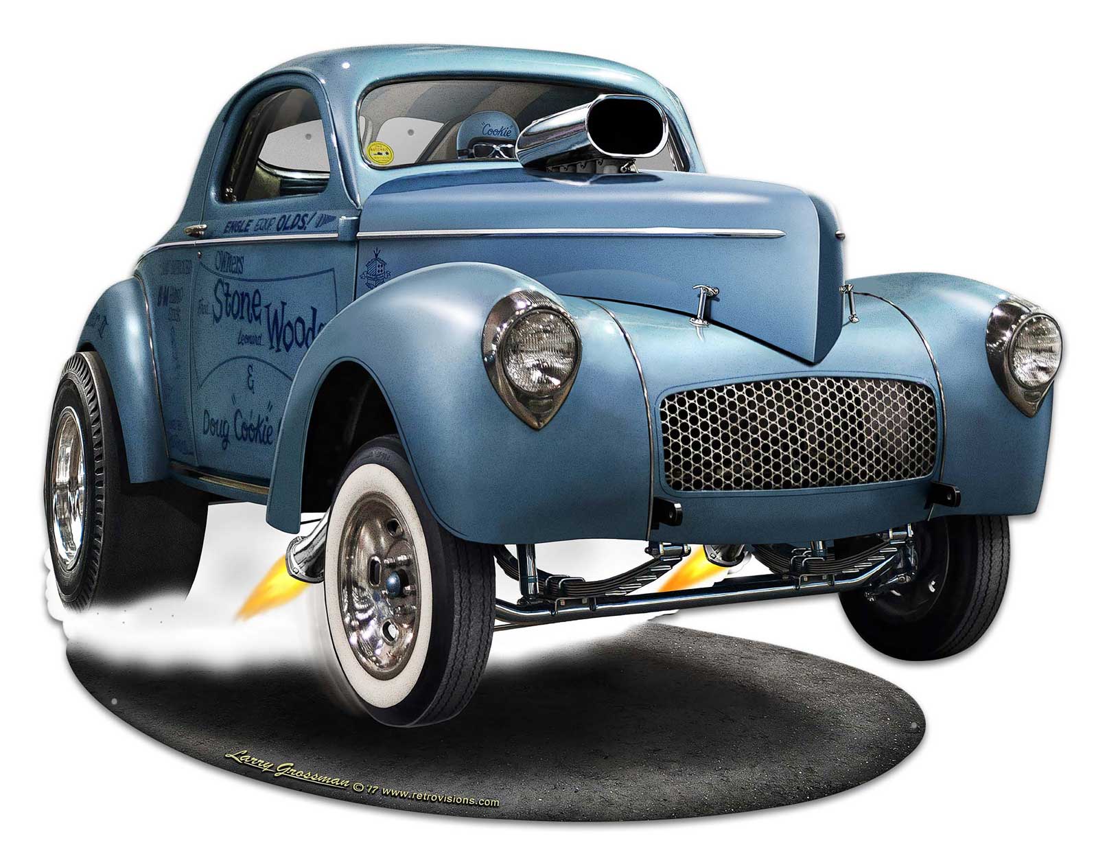 1941 S W C Willys Gasser Cutout Vintage Sign