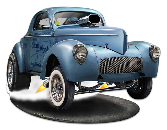 1941 S W C Willys Gasser Cutout Vintage Sign