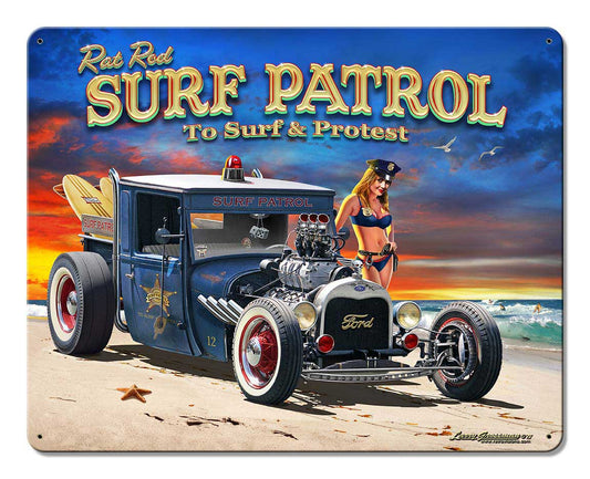 1929 Rat Rod Surf Patrol Vintage Sign