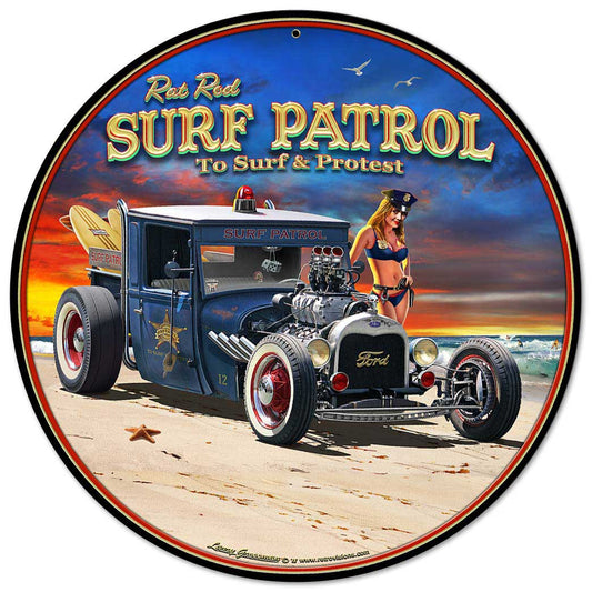 1929 Rat Rod Surf Patrol Vintage Sign