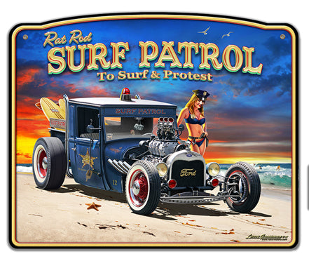 1929 Rat Rod Surf Patrol Frame Vintage Sign