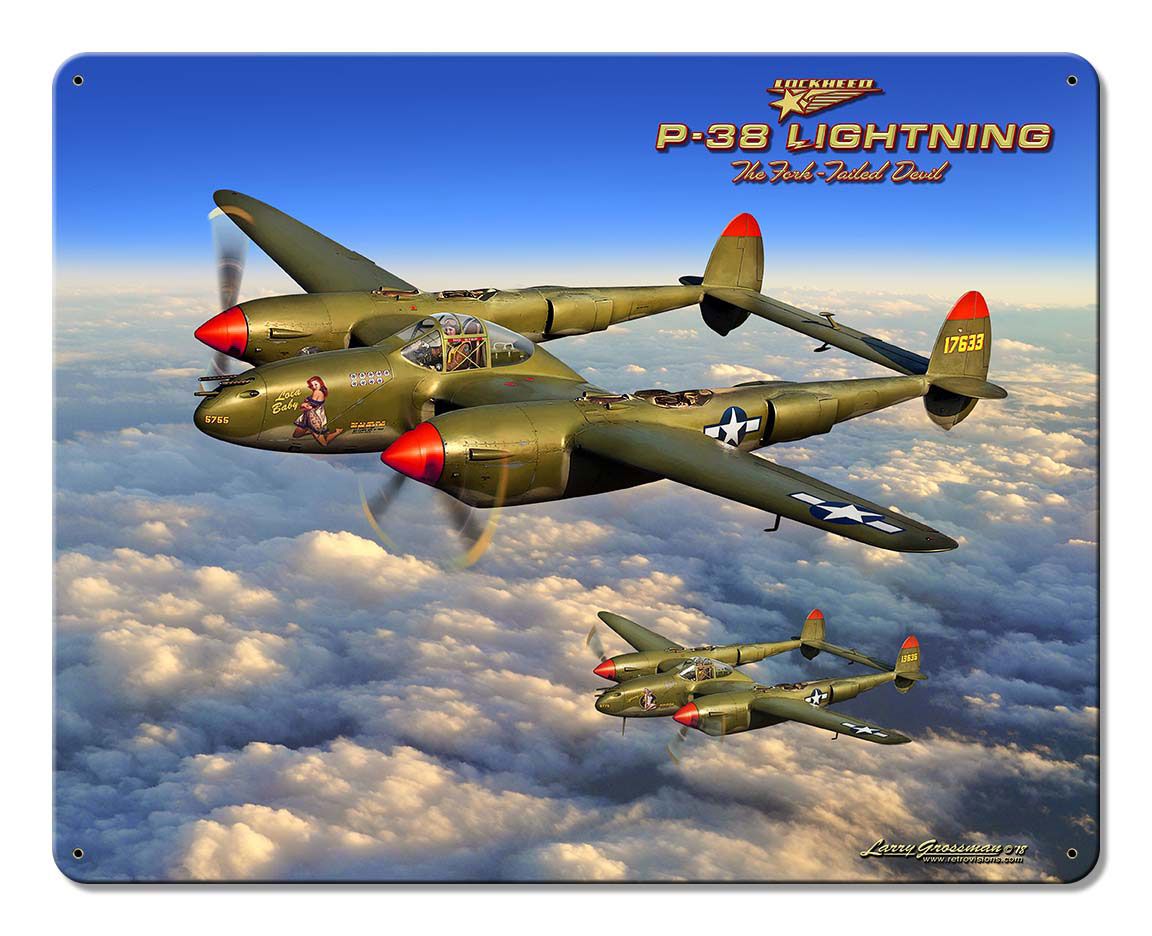 P-38 Lightning Vintage Sign