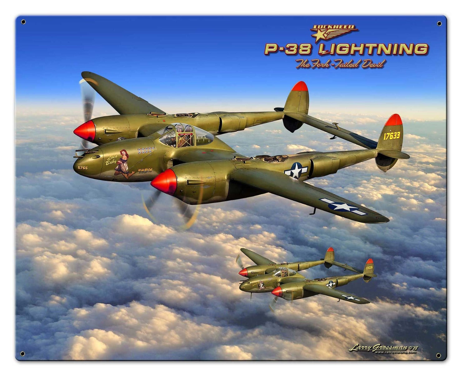 P-38 Lightning Vintage Sign