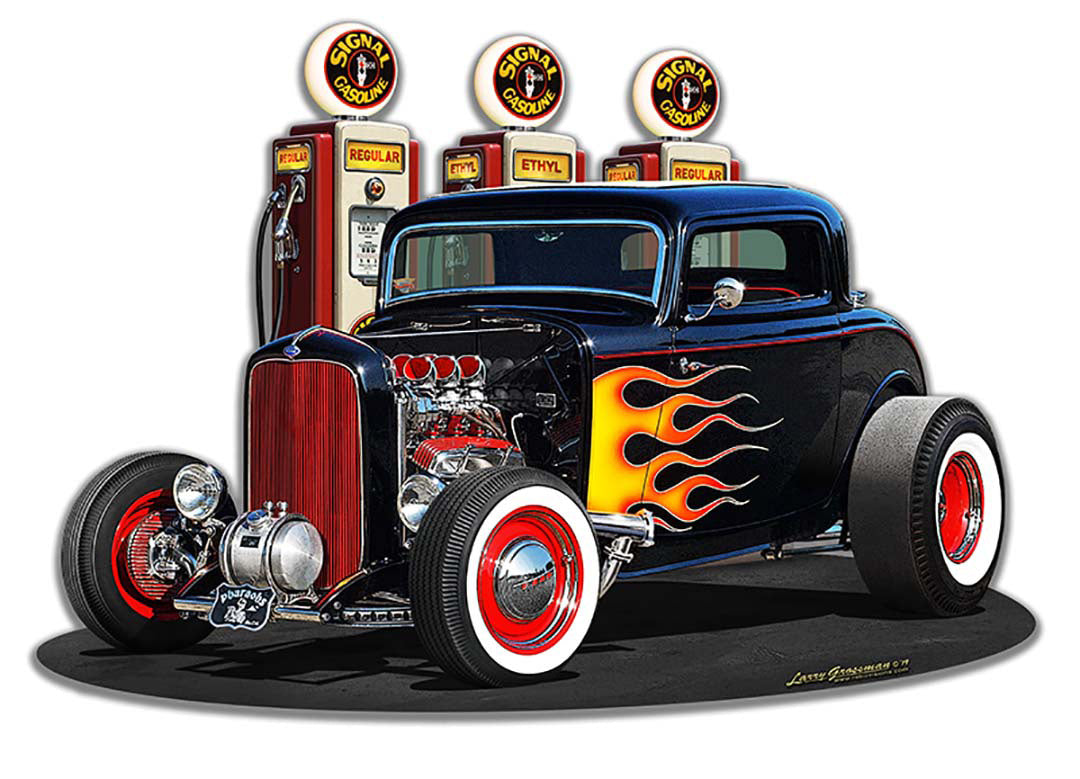 1932 Deuce Coupe Fill-up Cutout Vintage Sign