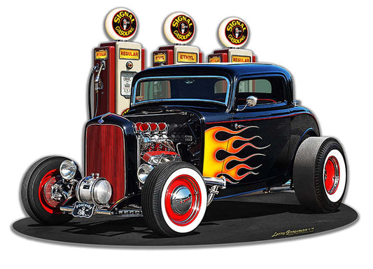 1932 Deuce Coupe Fill-up Cutout Vintage Sign