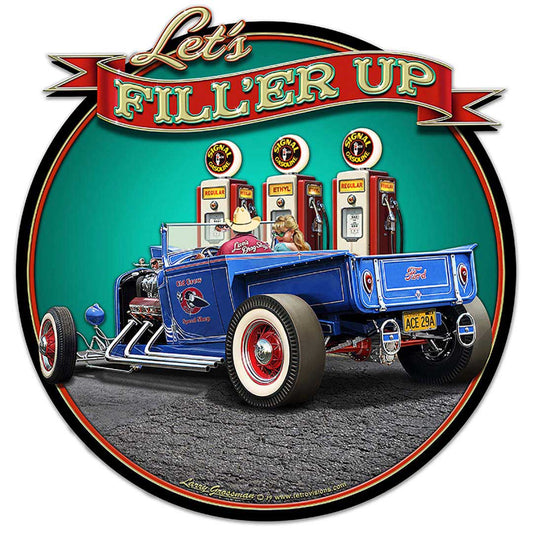 1929 Rod Pickup Fillup Vintage Sign