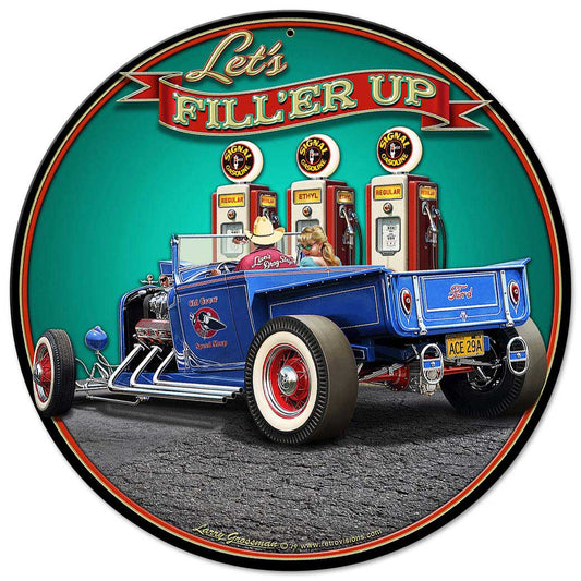 1929 Rod Pickup Fillup Vintage Sign