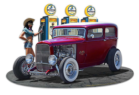 1932 Rod Sedan Fill-up WG Vintage Sign
