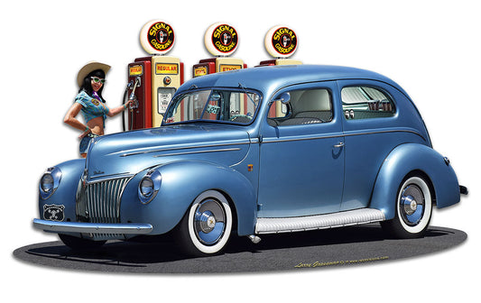1939 Rod Sedan Fill-up WG Vintage Sign