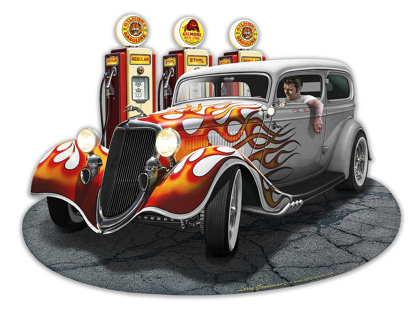 1934 Rod Sedan Fill-up Vintage Sign