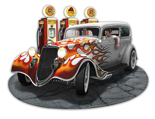 1934 Rod Sedan Fill-up Vintage Sign