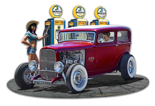 1932 Rod Sedan Fill-up WD Vintage Sign