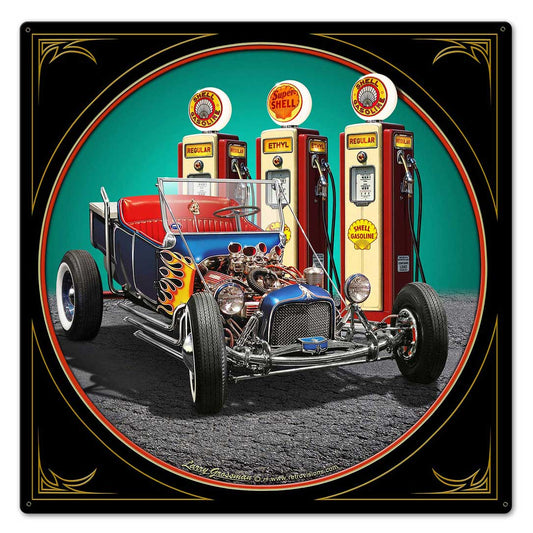 LGB412 - 1922 T BUCKET FILL-UP Vintage Sign