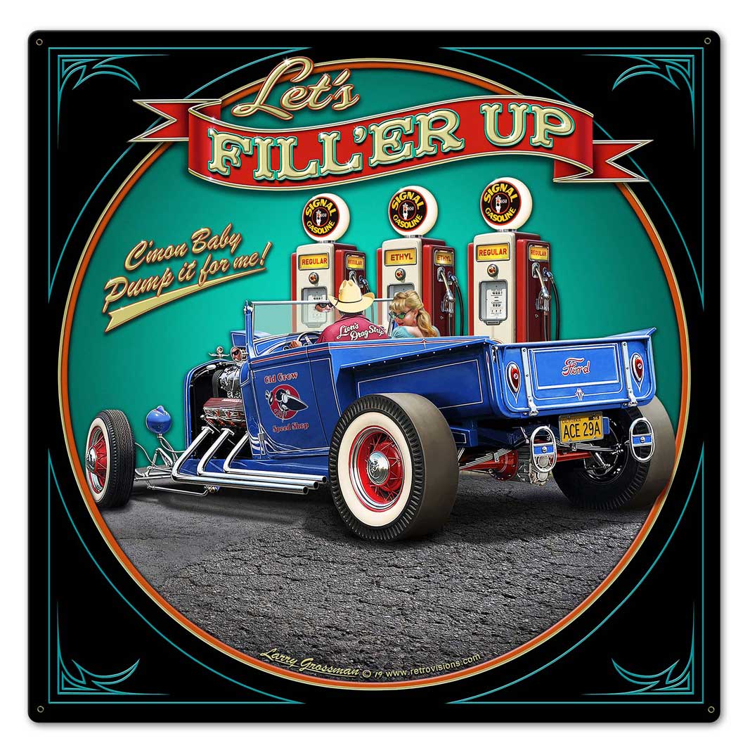 LGB414 - 1929 ROD PICK-UP FILL-UP Vintage Sign