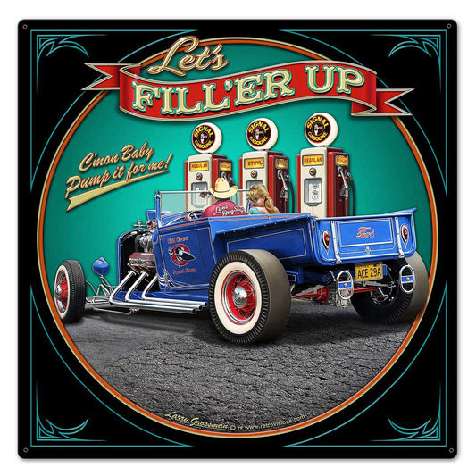 LGB414 - 1929 ROD PICK-UP FILL-UP Vintage Sign