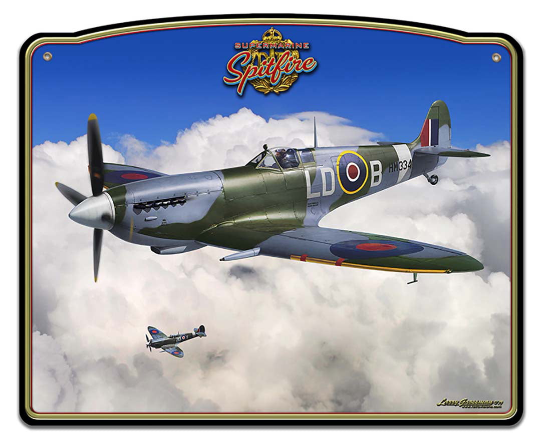 Spitfire RAF Fighter Plane Frame Vintage Sign