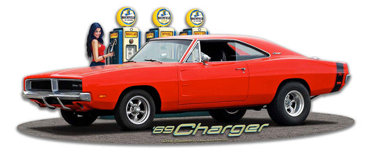 1969 Dodge Charger Fill-Up WG Vintage Sign