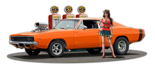 1969 Dodge Charger Fill-up WG Vintage Sign
