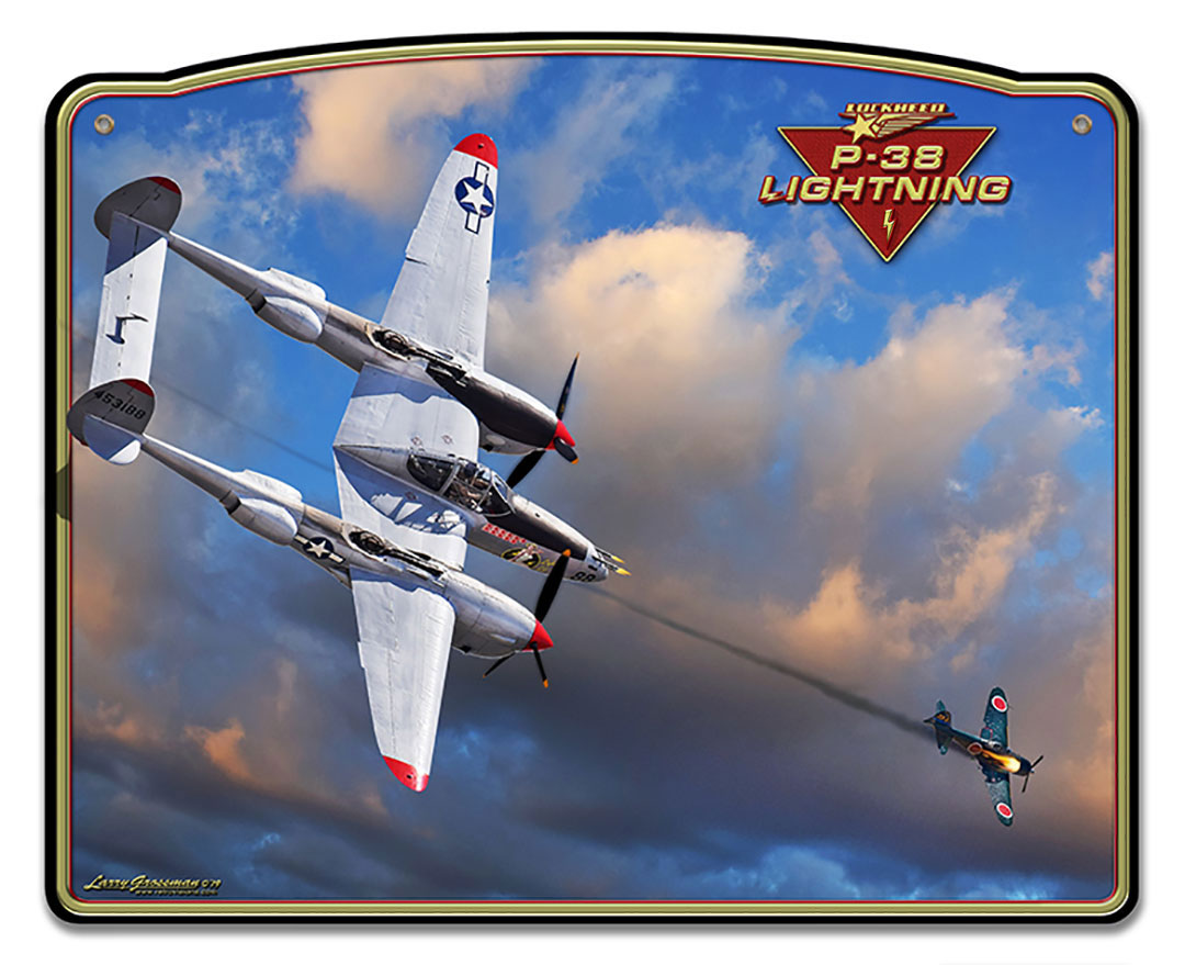 P-38 Lightning Frame Vintage Sign