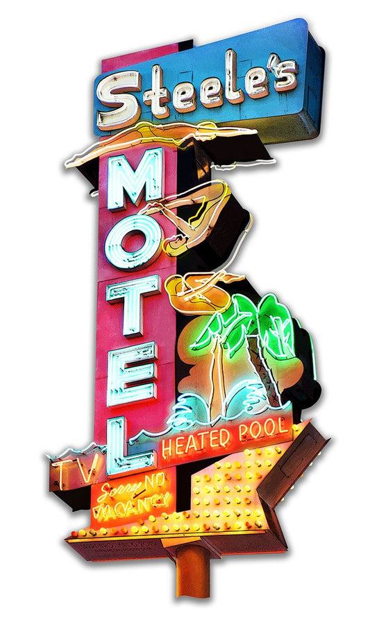 Steel's Motel Cut-out Vintage Sign