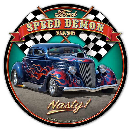 1936 Blown Coupe Round Vintage Sign