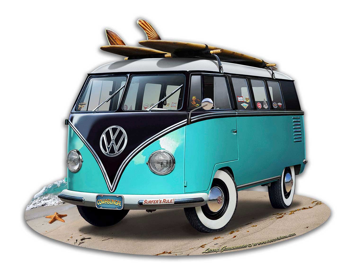 VW BUS CUT OUT TURQUOISE