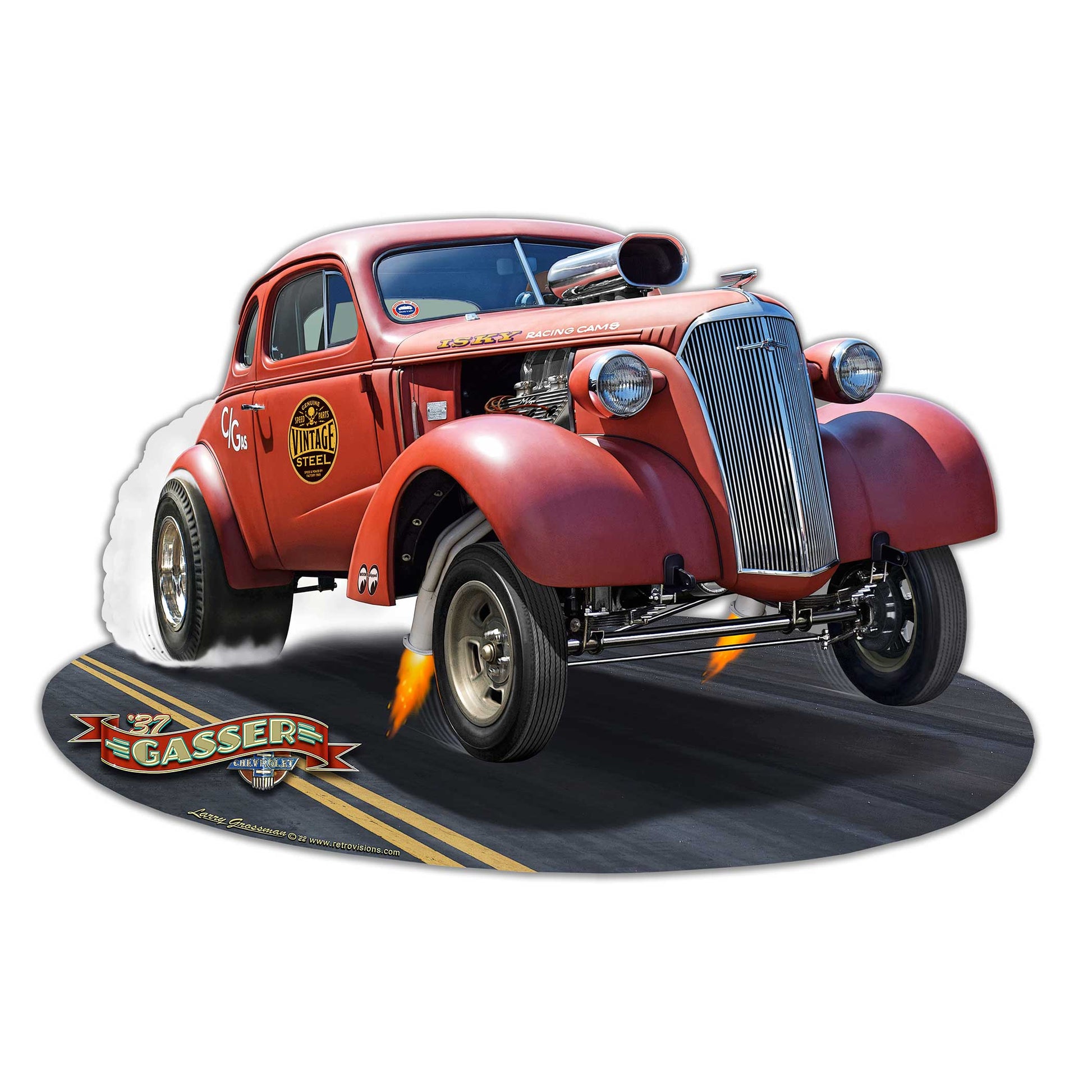 1937 CHEVY GASSER Metal Sign 16in X 11in 