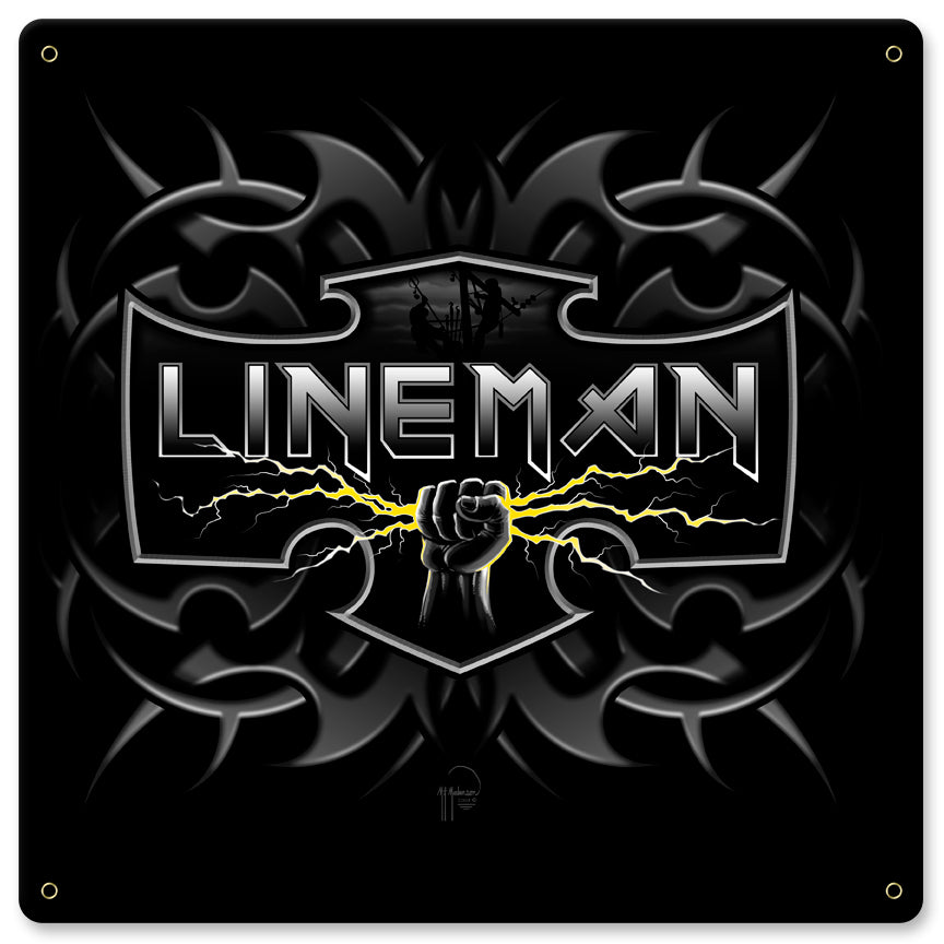 LINEMAN TRIBAL Vintage Sign