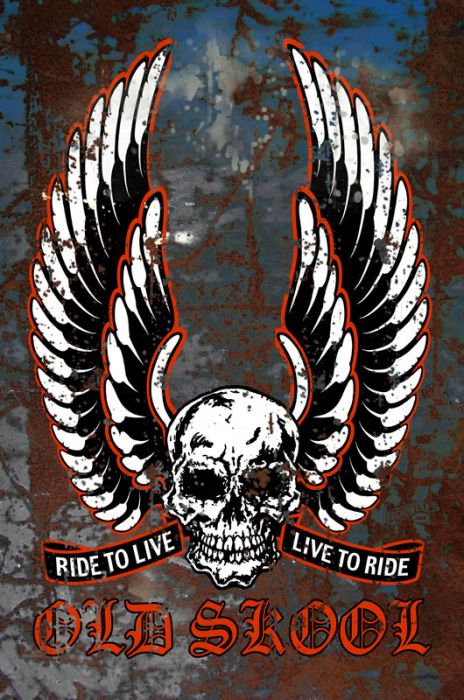 Old Skool Live To Ride Vintage Sign