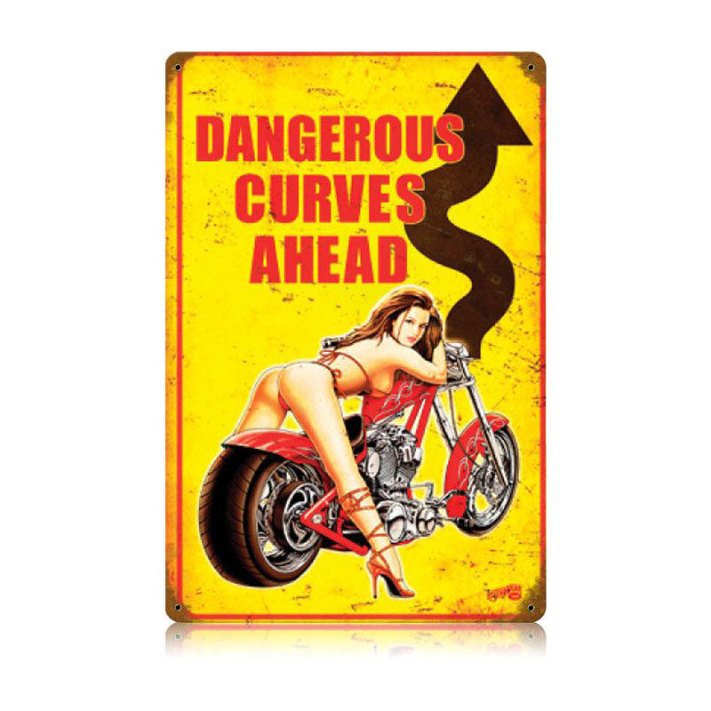 Dangerous Curves Vintage Sign