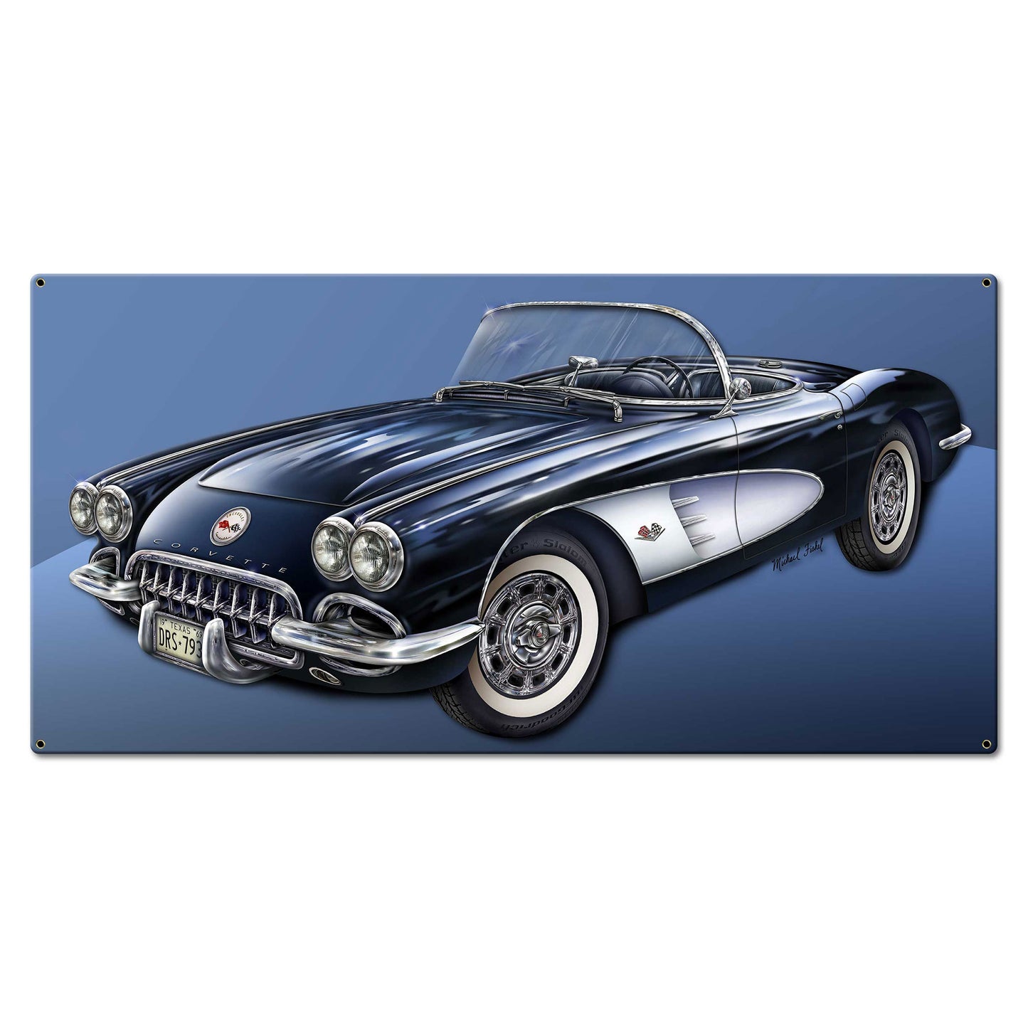 1958 Corvette 36 X 18 vintage metal sign