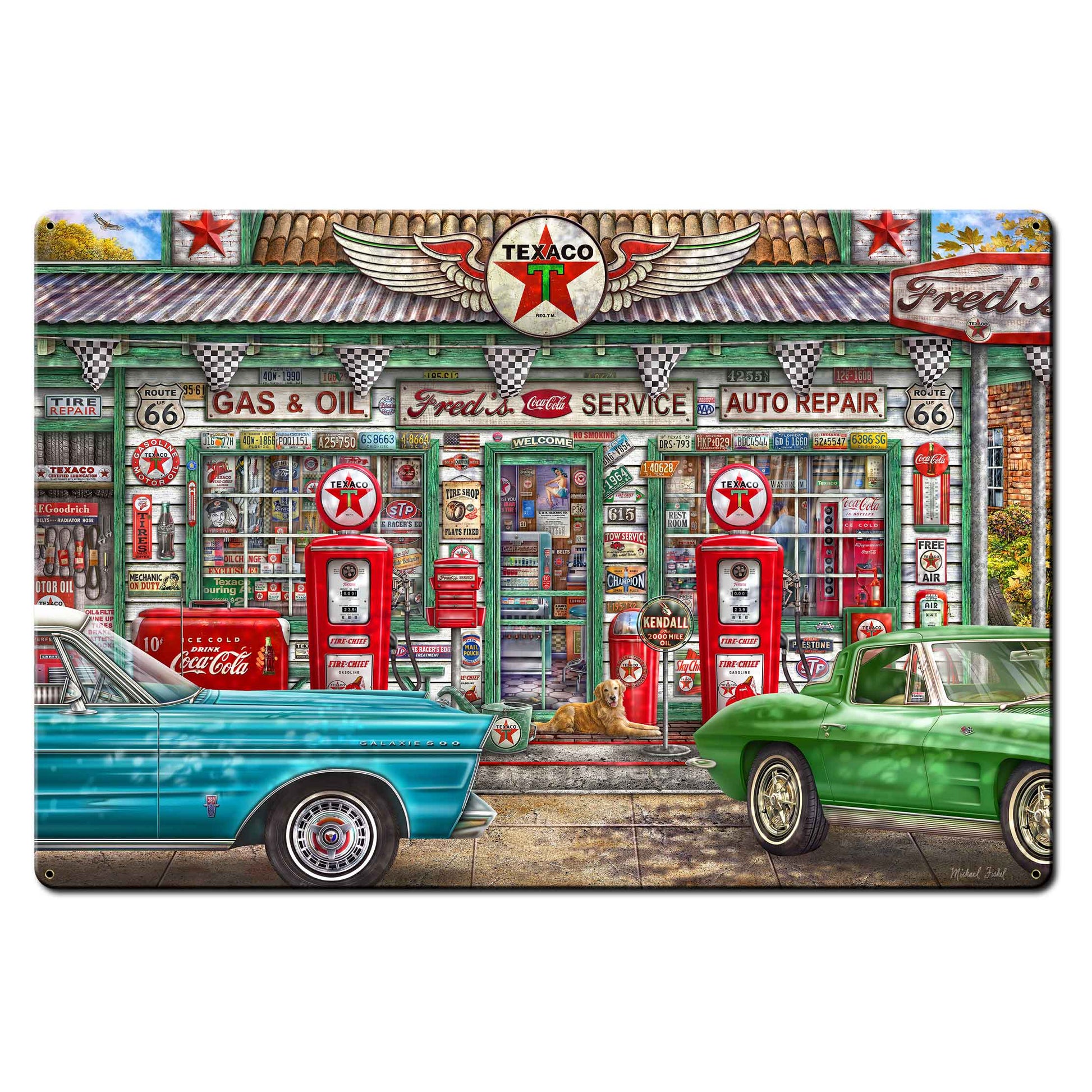 Fred's Service Station 36 X 24 vintage metal sign