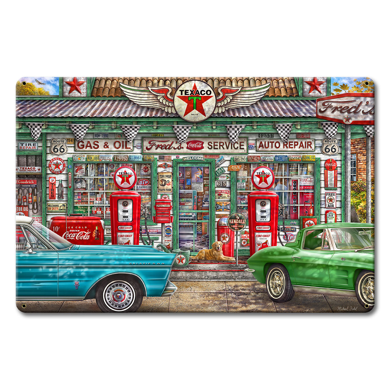 Fred's Service Station 18 X 12 vintage metal sign