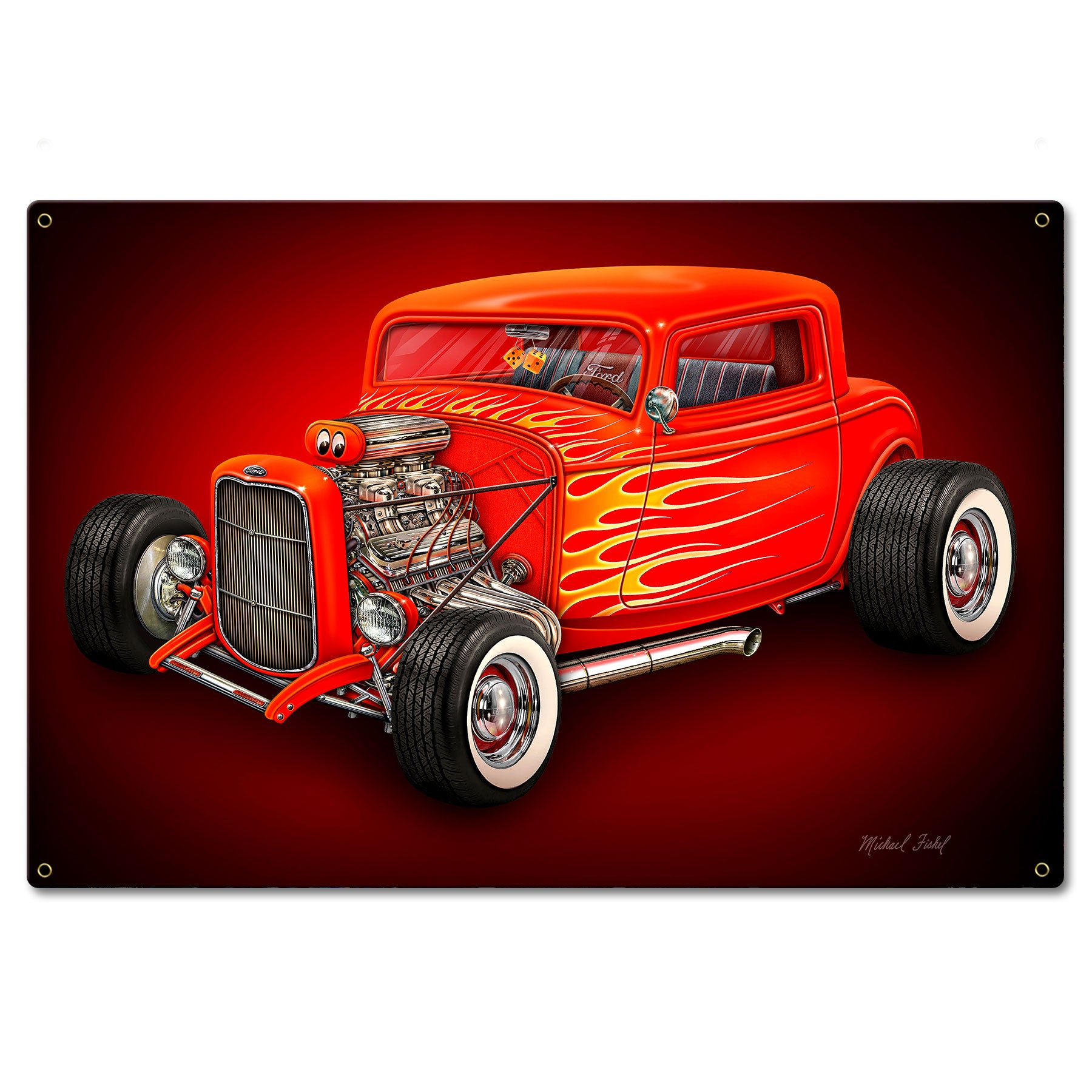 Red Hot Rod 24 X 16 vintage metal sign