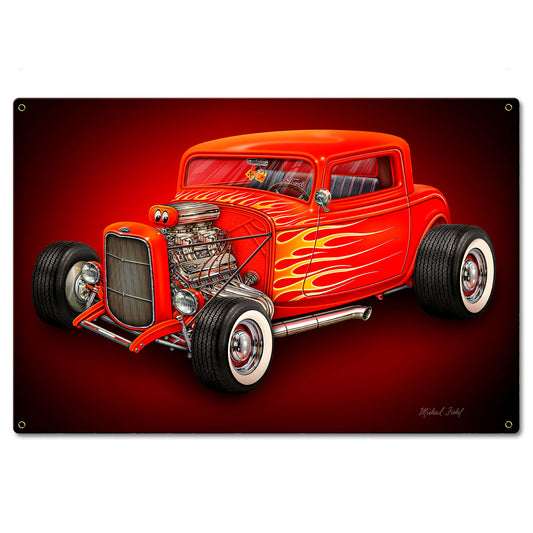 Red Hot Rod 24 X 16 vintage metal sign