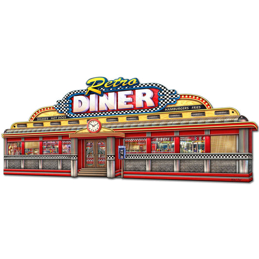 Retro Diner Cut out 36 X 15 vintage metal sign
