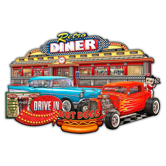 Retro Diner Cut out 24 X 16 vintage metal sign