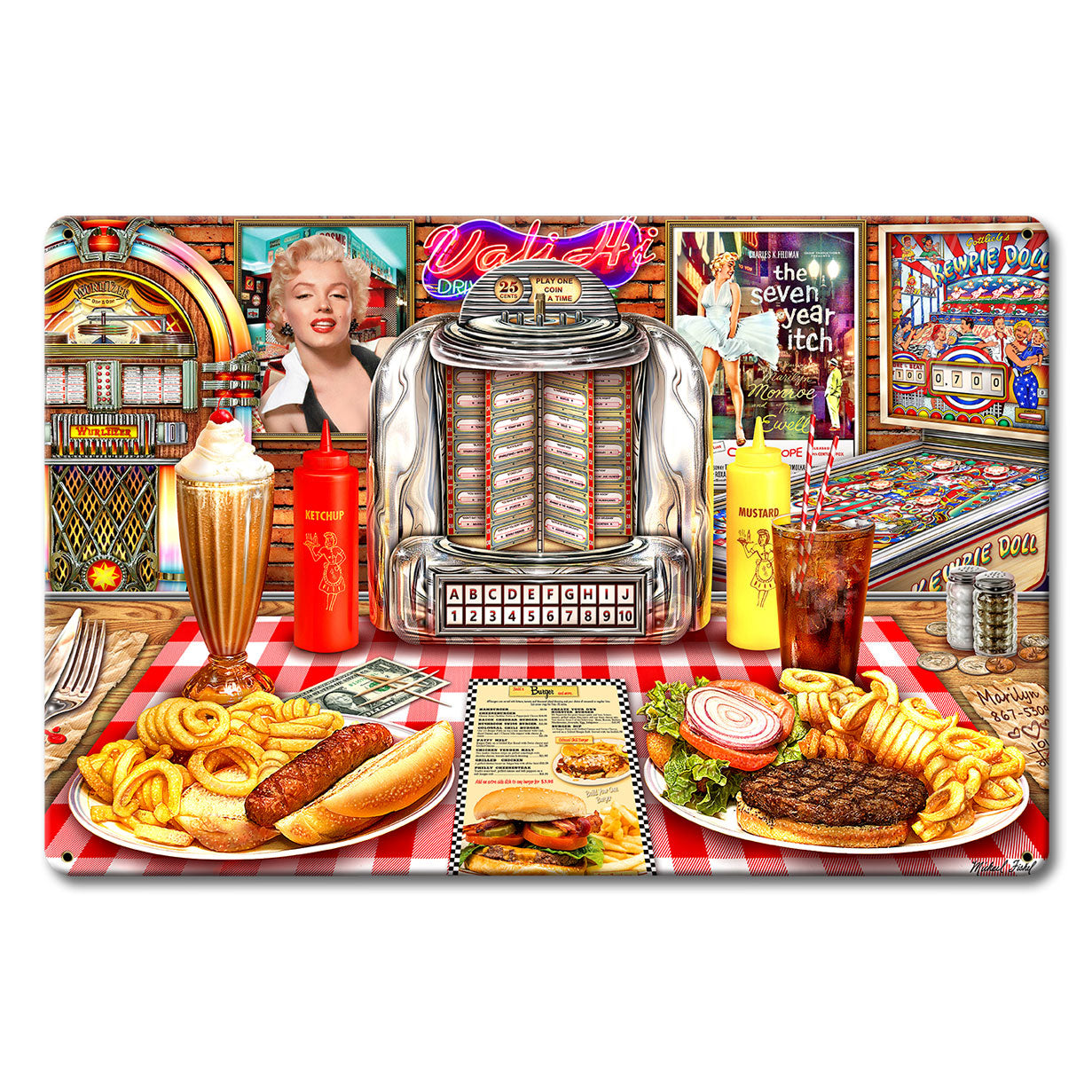 Dinner With Marilyn 18 X 12 vintage metal sign