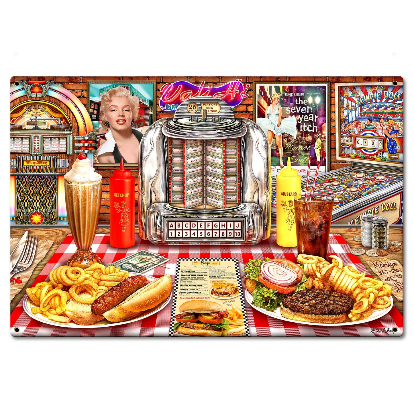 Dinner With Marilyn 24 X 16 vintage metal sign