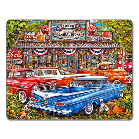 Parker's General Store Trucks 15 X 12 vintage metal sign