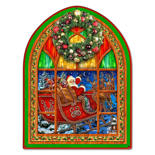 Santa Claus Window 13 X 17 vintage metal sign