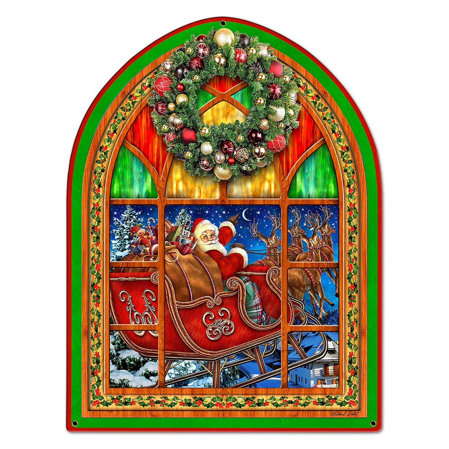 Santa Claus Window 18 X 24 vintage metal sign