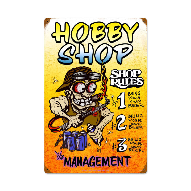 Hobby Shop Rules Vintage Sign