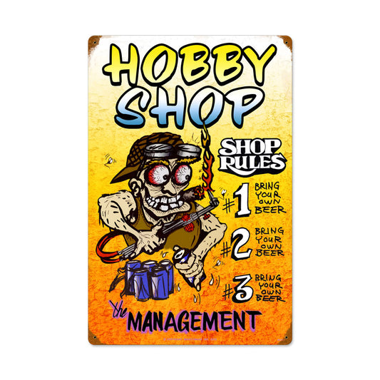 Hobby Shop Rules Vintage Sign